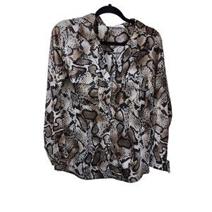 ​La Vie En Blanc Womens S Snake Print Button Down Blouse Shirt Long Sleeve T1